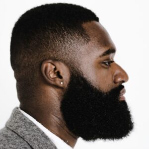 man with beard side view