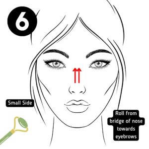 Diagram of facial roller direction for bridge of nose