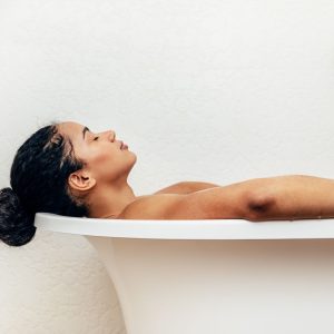 woman relaxing in a bathtub