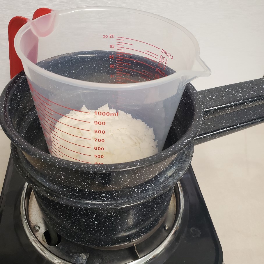 Heating soy wax on double boiler