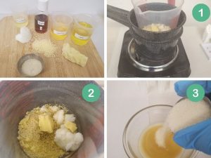 how to make Marrakesh mint lip scrub steps 1-3