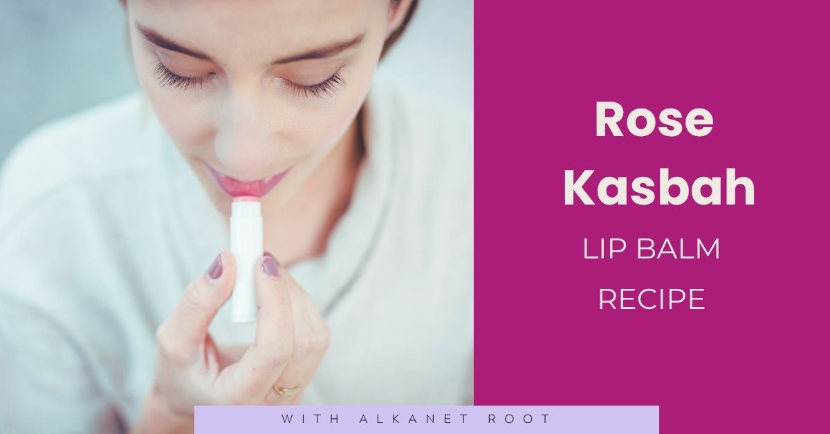 woman applying rose kasbah lip balm