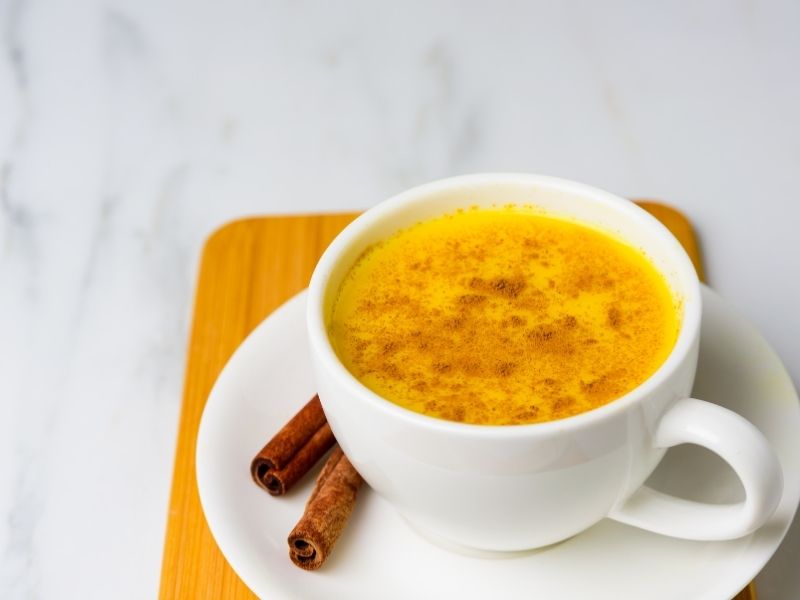 a cup of hot, freshly made golden tea
